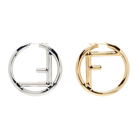 fendi silver hoop earrings|fendi signature earrings.